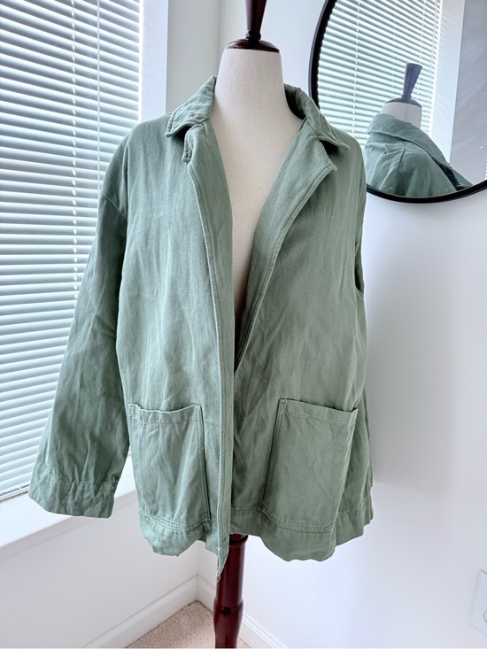 Zara Jackets & Blazers - Zara Sage Green Utility Denim Jacket with Front Pockets
